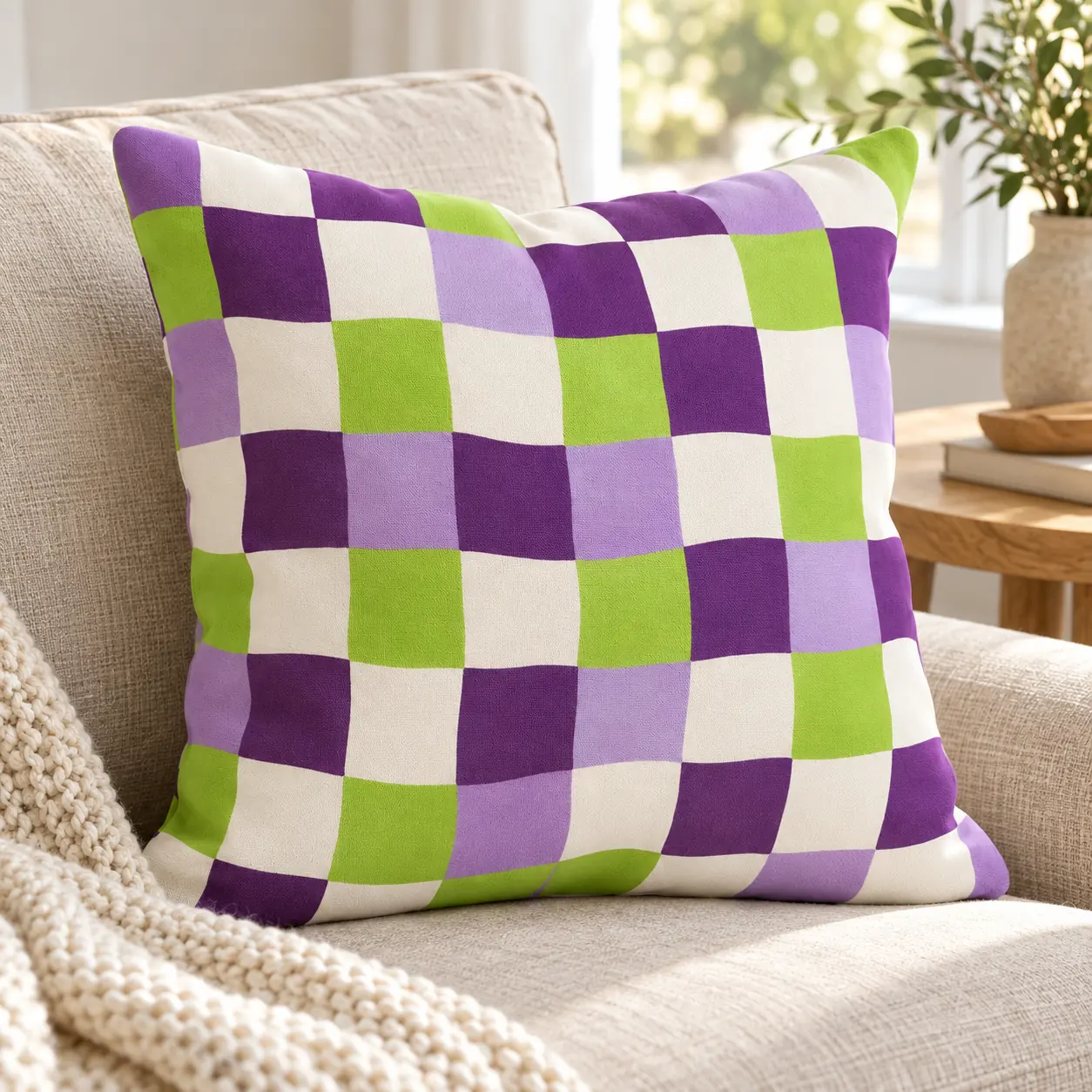Sofa Sidekick Square Throw Pillow — lifestyle view