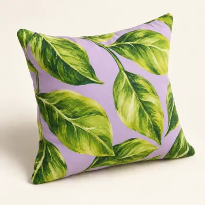 Leafy Bestie Square Throw Pillow — alternate detail view