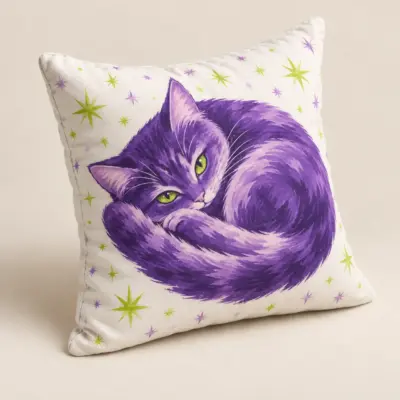 Moon Cat Square Throw Pillow — alternate detail view
