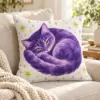 Moon Cat Square Throw Pillow — lifestyle view