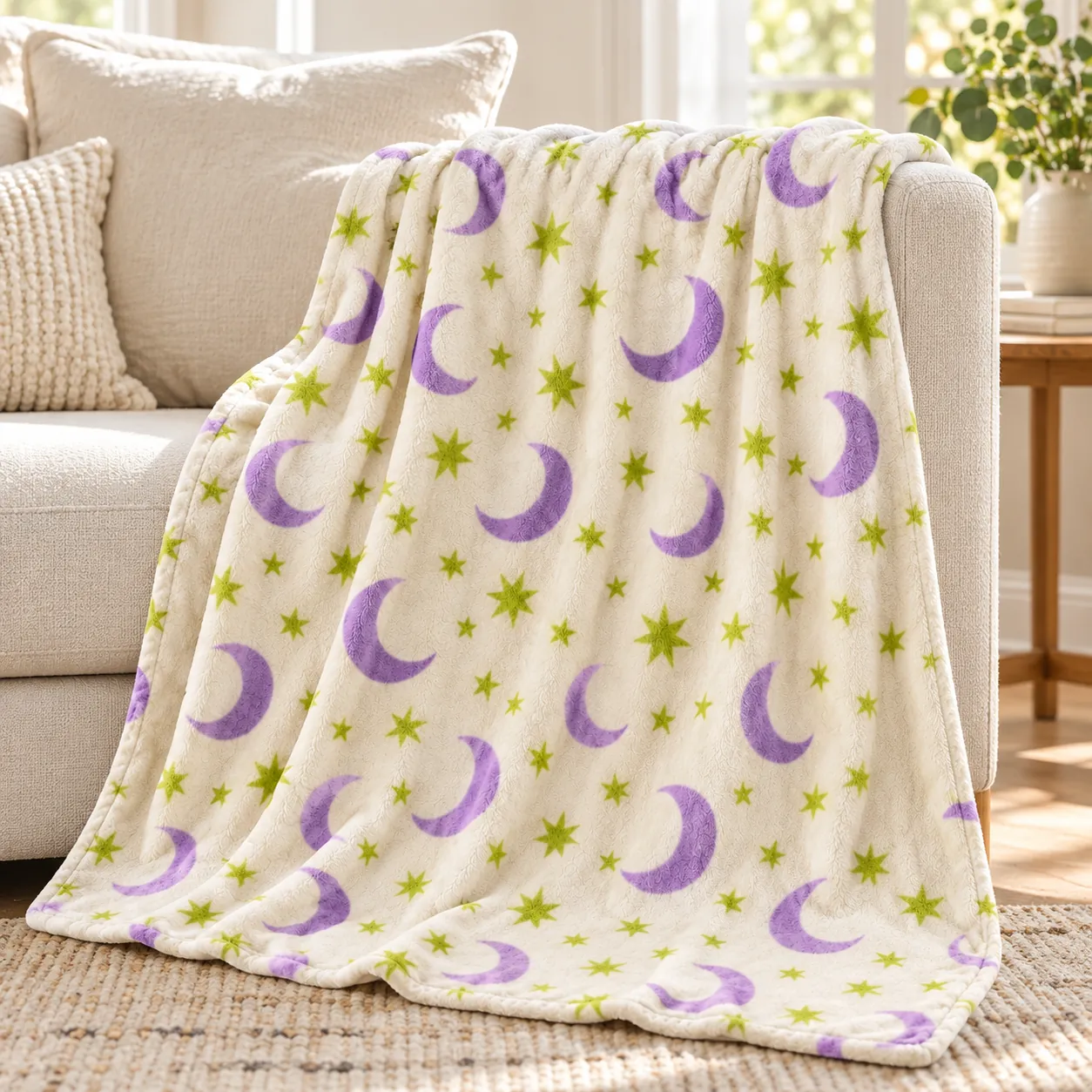 Cozy Orbit Velveteen Plush Blanket — lifestyle view