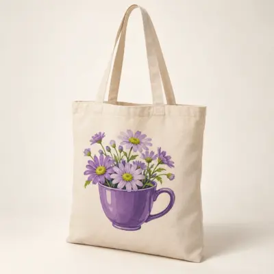 Coffee and Flowers Natural Cotton Tote — main product view