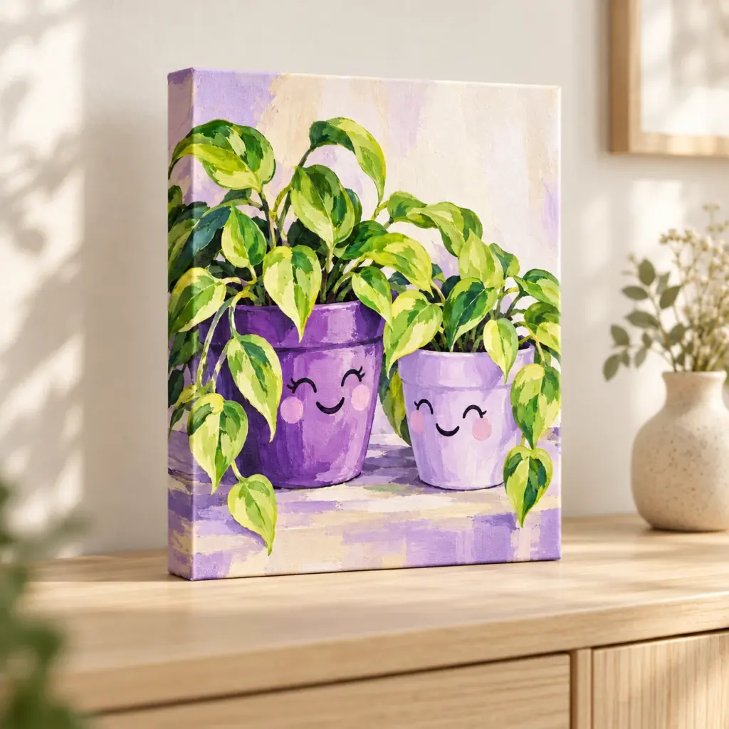 Bestie Botanicals Stretched Canvas Print — lifestyle view