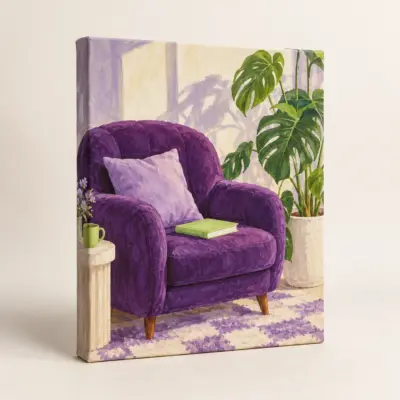 Reading Corner Stretched Canvas Print — main product view