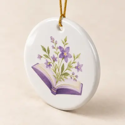 Book Buddy Ceramic Keepsake Ornament — alternate detail view