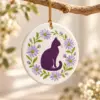 Cat in Bloom Ceramic Keepsake Ornament — lifestyle view