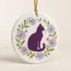 Cat in Bloom Ceramic Keepsake Ornament — main product view