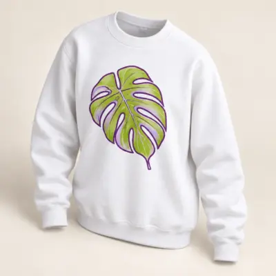 Tiny Monstera Printed Crewneck Sweatshirt — alternate detail view