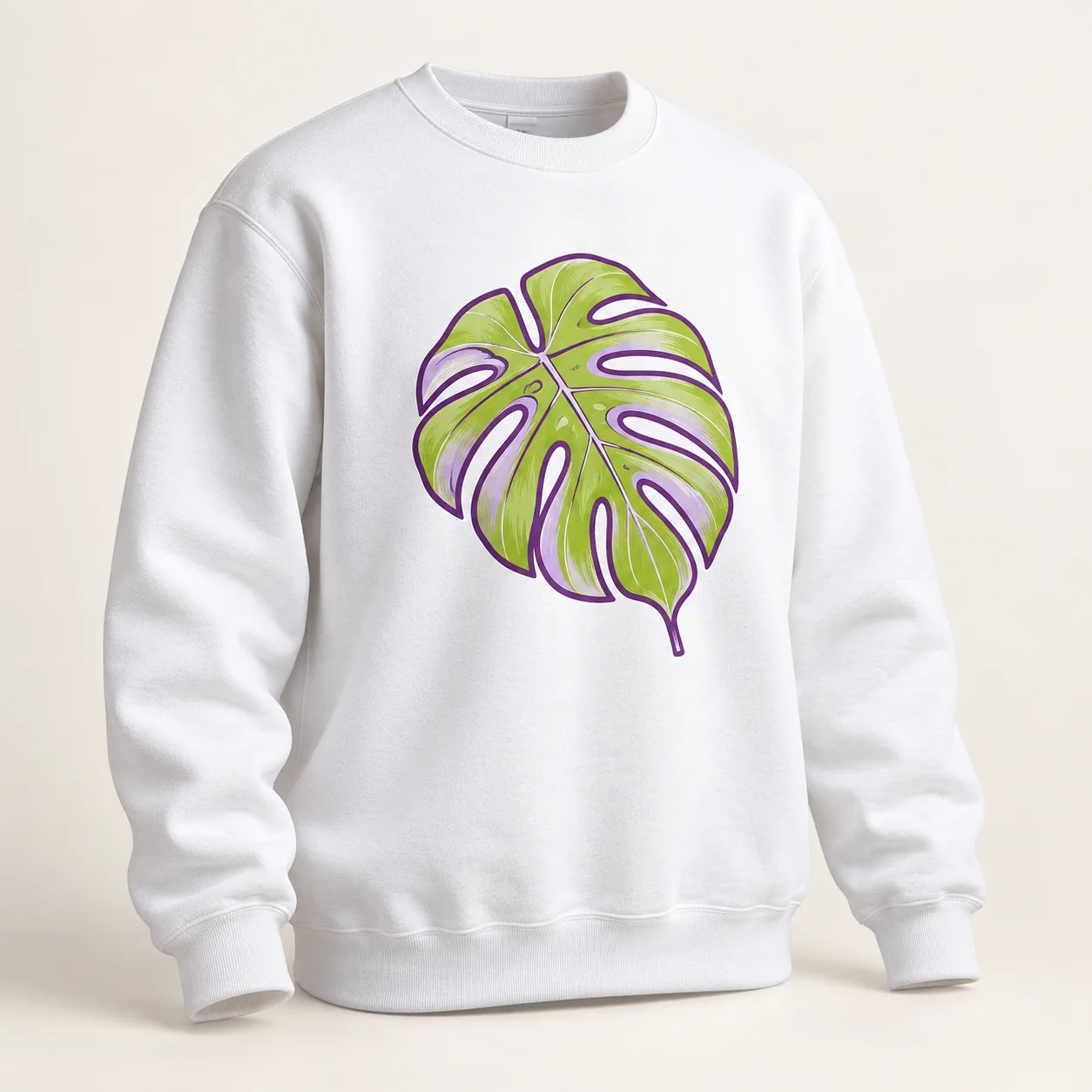 Tiny Monstera Printed Crewneck Sweatshirt — main product view
